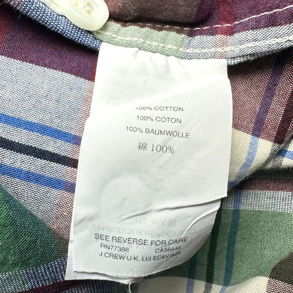 J.Crew Mens Slim Fit Plaid Shirt XL Green Red Blue Button Down Cotton Casual - Picture 7 of 7